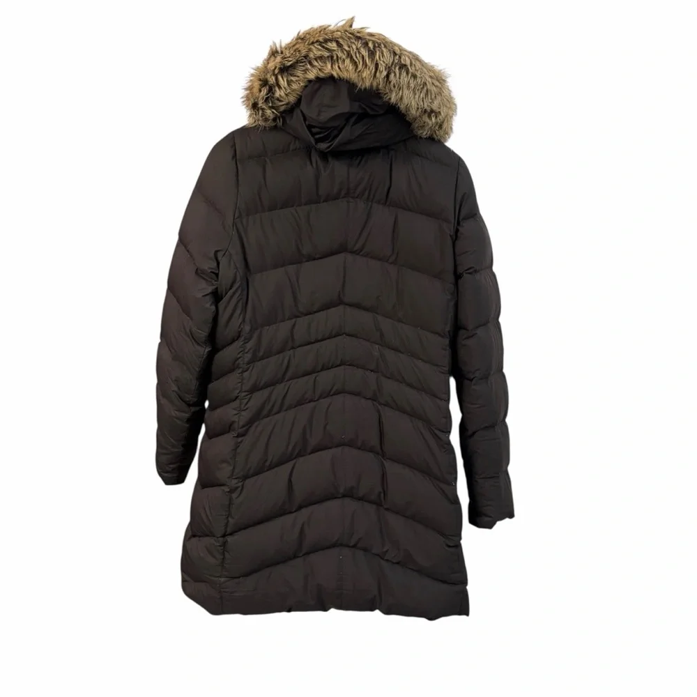 MARMOT MONTREAL BLACK LONG PUFFER COAT FAUX FUR HOOD SIZE LARGE